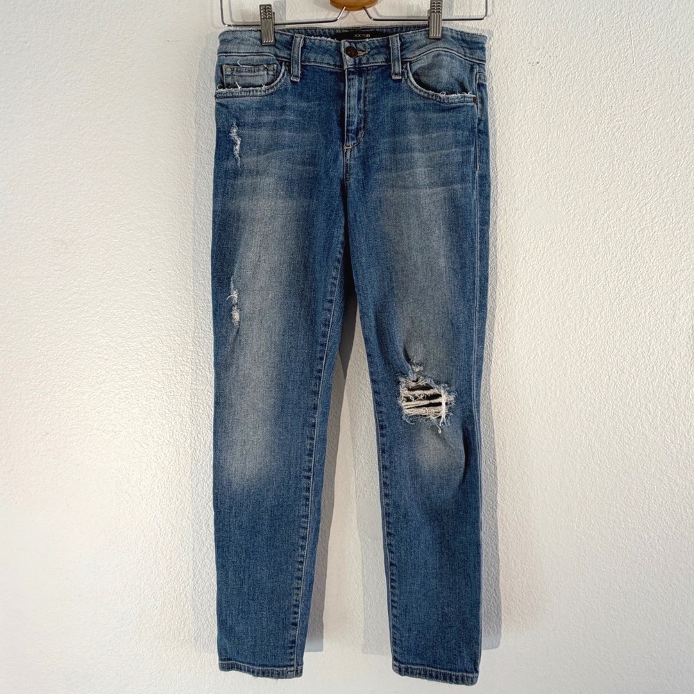 Joes Jeans Skinny Ankle Distressed Medium Wash Denim Blue Jeans Womens Size 28